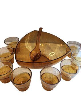 Tupperware Prelude Gold Amber Punch Dessert bowl set